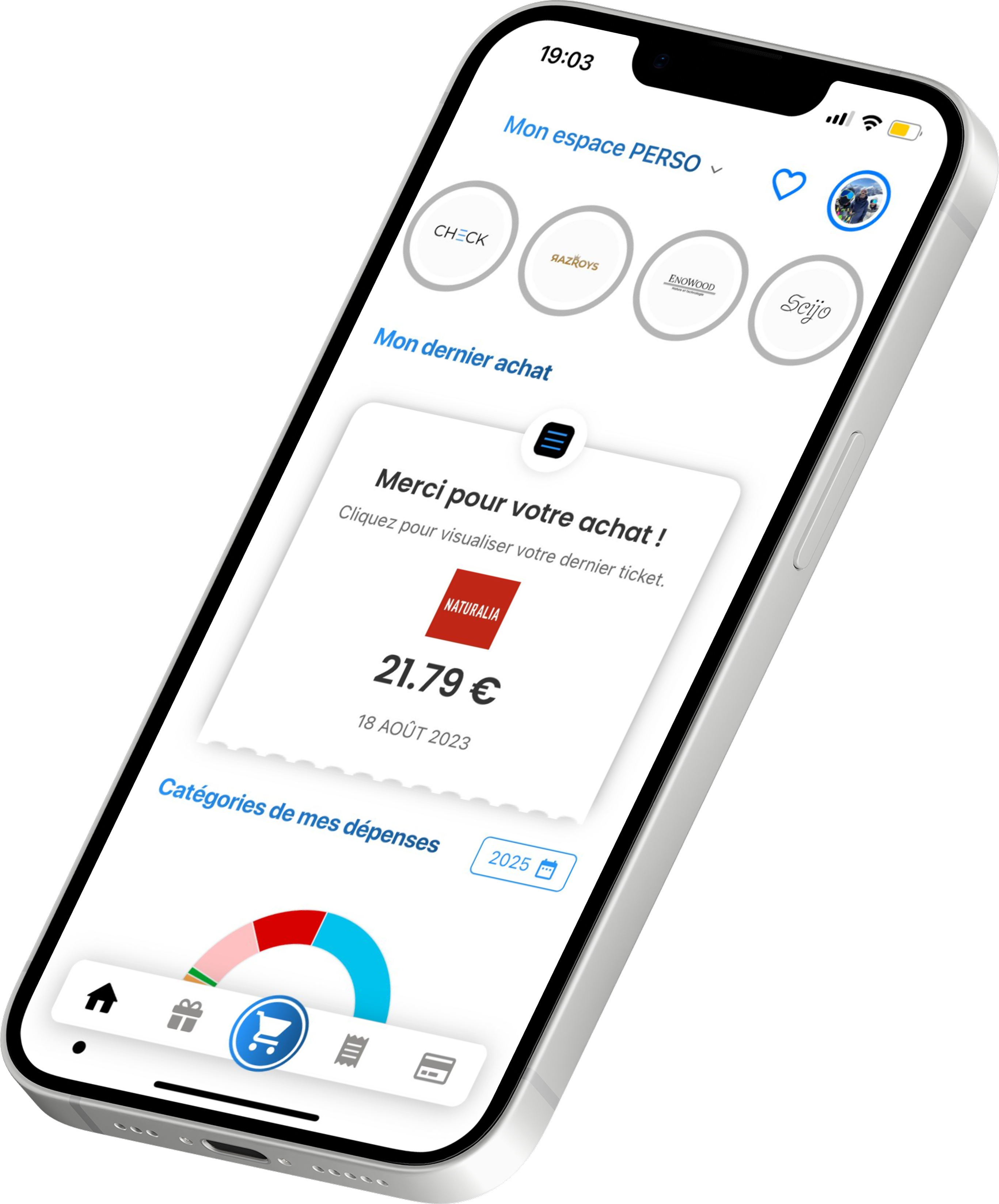 Interface mobile Check - Tableau de bord