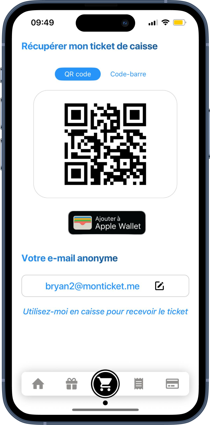 Écran d'identité anonyme avec QR code